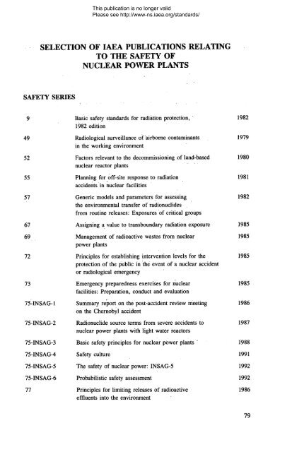 SAFETY P R A C TIC E S - gnssn - International Atomic Energy Agency