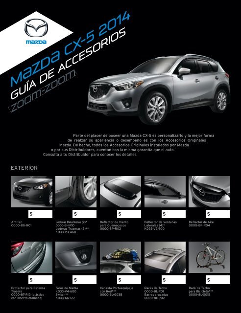 Ficha TÃ©cnica de Accesorios Mazda CX-5 2014