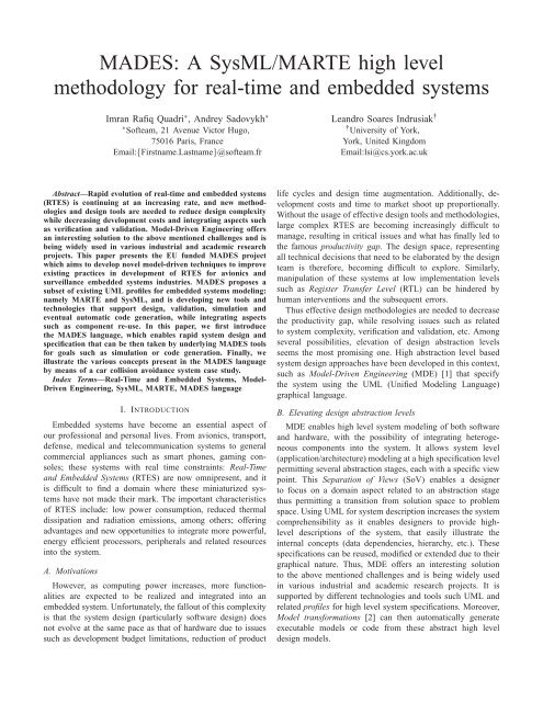 A SysML/MARTE high level methodology for real-time - Embedded ...