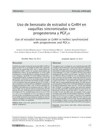Uso de benzoato de estradiol o GnRH en vaquillas sincronizadas ...