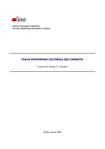 italia patrimonio culturale dell'umanita' - Cultura in Cifre - Istat