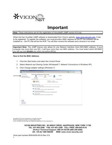 find your MAC address - Vicon