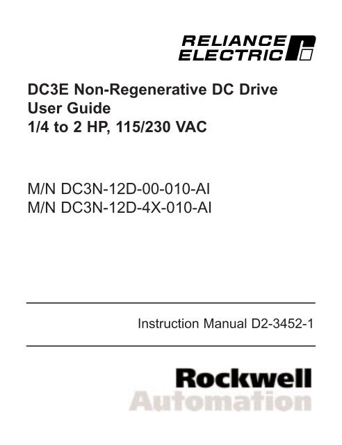 DC3E Non-Regenerative DC Drive User Guide 1  - Reliance Electric