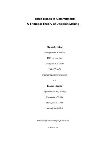 A Trimodal Theory of Decision Making - Cognitive Technologies, Inc.