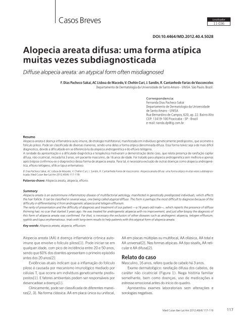 Alopecia areata difusa: uma forma atÃ­pica muitas ... - edigraphic.com