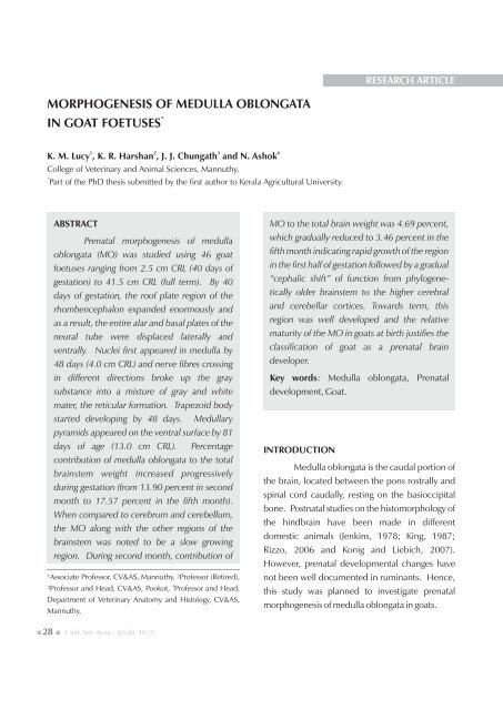 morphogenesis of medulla oblongata * in goat ... - Jivaonline.net