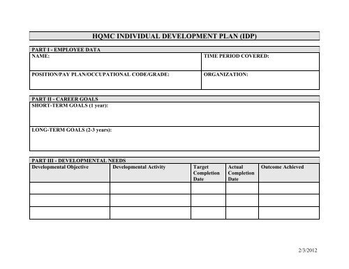 HQMC INDIVIDUAL DEVELOPMENT PLAN (IDP)