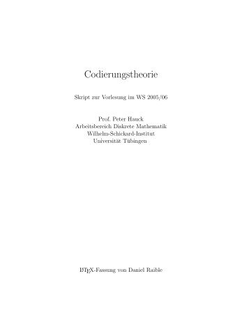 Codierungstheorie - Diskrete Mathematik - UniversitÃ¤t TÃ¼bingen