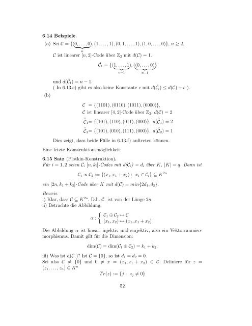 Codierungstheorie - Diskrete Mathematik - UniversitÃ¤t TÃ¼bingen