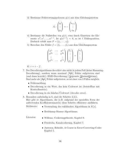 Codierungstheorie - Diskrete Mathematik - UniversitÃ¤t TÃ¼bingen