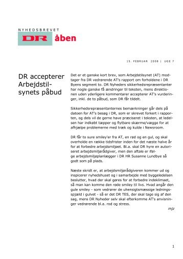 DR accepterer Arbejdstil- synets pÃ¥bud - Seniorklubben for ...