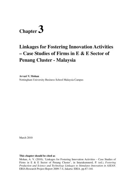 Chapter 3 Linkages for Fostering Innovation Activities â Case ... - ERIA
