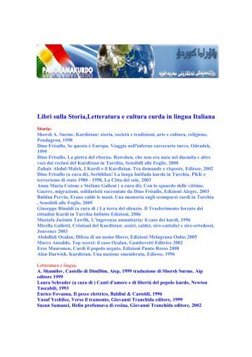 Libri sulla Storia,Letteratura e cultura curda in lingua Italiana