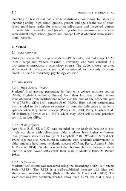 Self-Esteem and Student Achievement