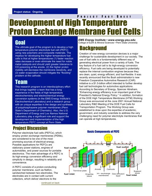 High Temperature Membrane Fuel Cell – NMTSC