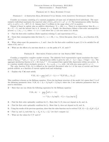 Problem set 8 - (macro)Economics live from Toulouse