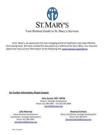 Your Referral Guide to St. Mary's Services - St. Mary's Medical Center