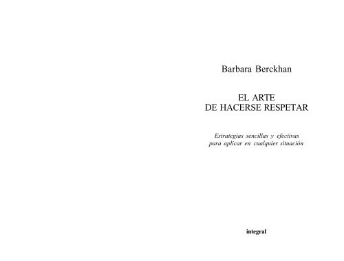 el arte de hacerse respetar - lecturas para el psicólogo