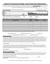 Dual Credit Class Registration Form - State Fair Community College