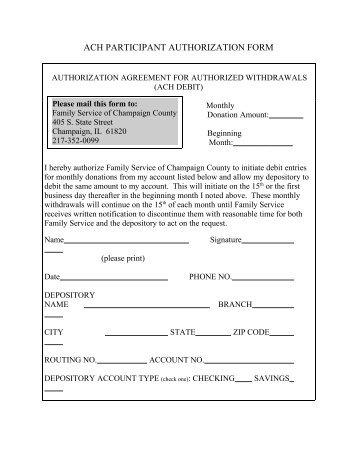 printable ACH authorization form (PDF) - Family Service