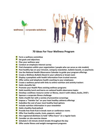 70 Ideas For Your Wellness Program - Wellness Corporate Solutions