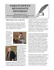 saskatchewan mennonite historian - the Mennonite Historical ...