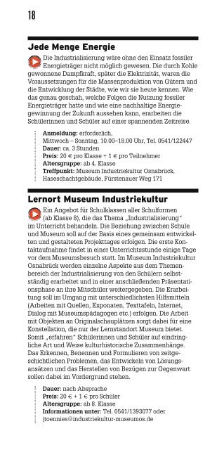 veranstaltungsprogramm - Museum Industriekultur Osnabrück
