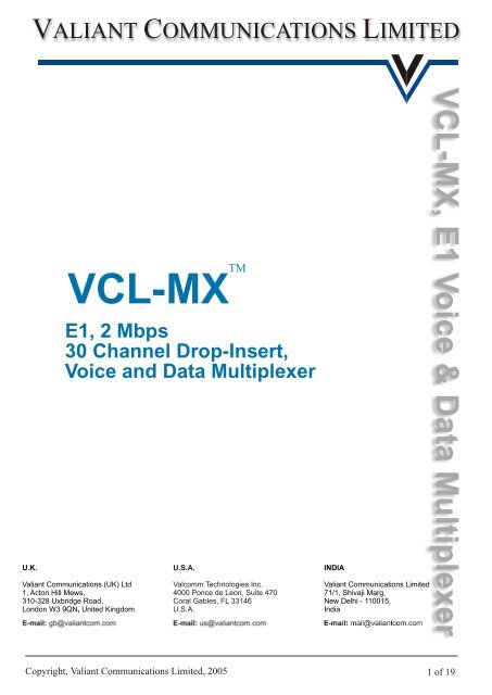 VCL-MX Drop- Insert Multiplexer - Valiant Communications Limited
