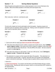 Section 7-5: Solving Radical Equations