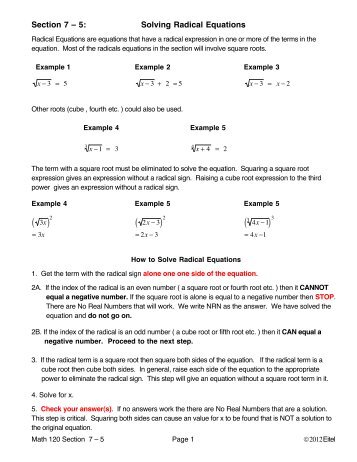11 3 Solving Radical Equations