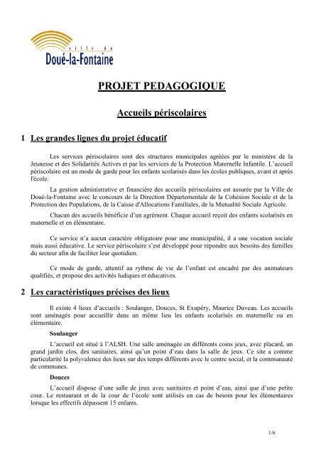 Projet pÃ©dagogique - DouÃ©-la-Fontaine