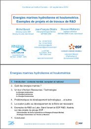 Energies marines hydrolienne et houlomotrice ... - Institut Coriolis