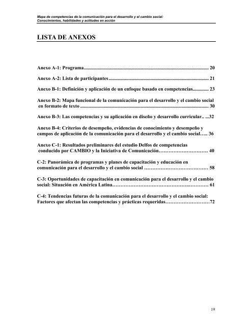 Mapa de competencias de la comunicaciÃ³n para el desarrollo y el ...