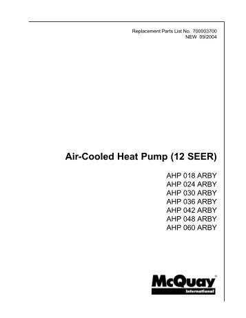 RPL: AHP 018-060, Vintage A, Air-Cooled Heat Pump, Unitary CPLJ ...