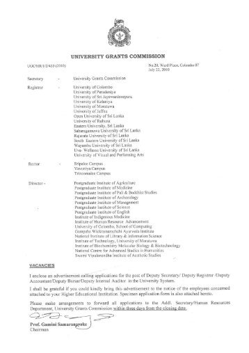 Untitled - University Grants Commission - Sri Lanka