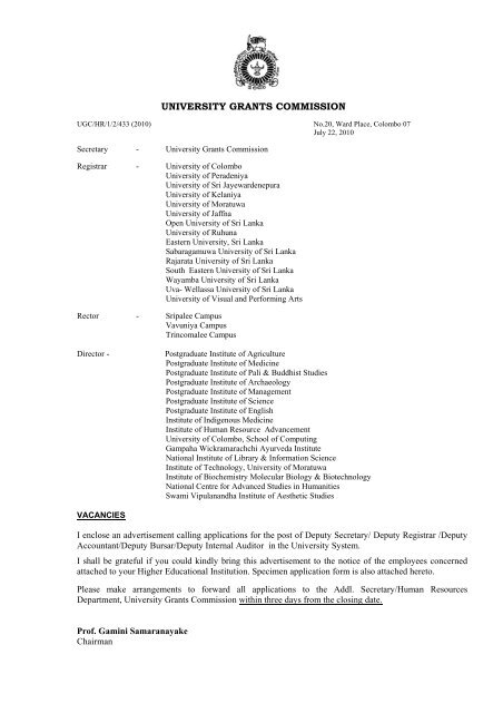 Untitled - University Grants Commission - Sri Lanka