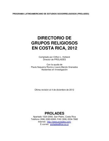 directorio de grupos religiosos en costa rica, 2012 - Prolades.com