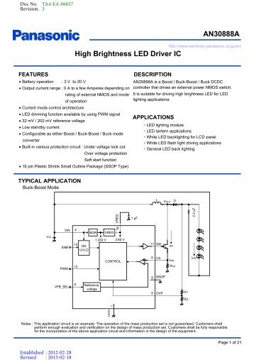 AN30888A High Brightness LED Driver IC - Panasonic