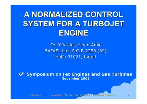 A NORMALIZED CONTROL SYSTEM FOR A TURBOJET ENGINE