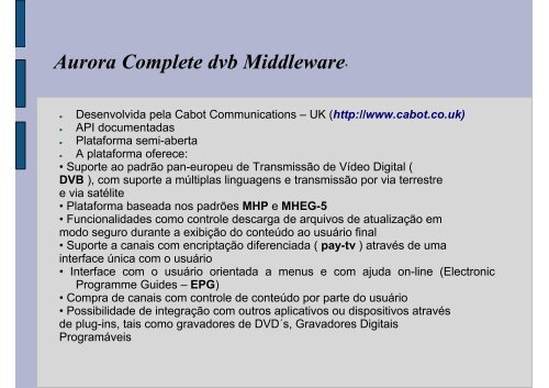 Middleware para Set-top Boxes Um enfoque prÃ¡tico - UFF