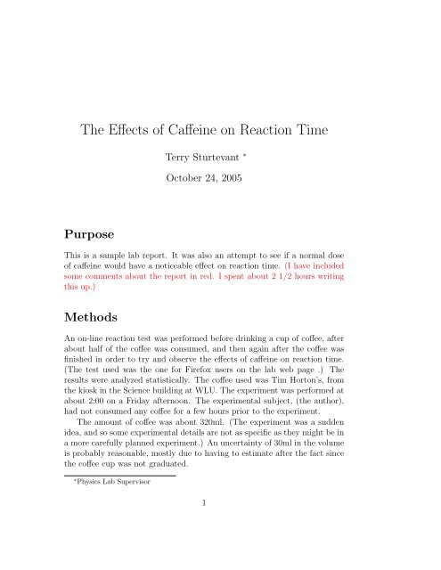 The Effects of Caffeine on Reaction Time