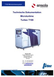 Technische Dokumentation Microturbine Turbec T100 - Ensola AG