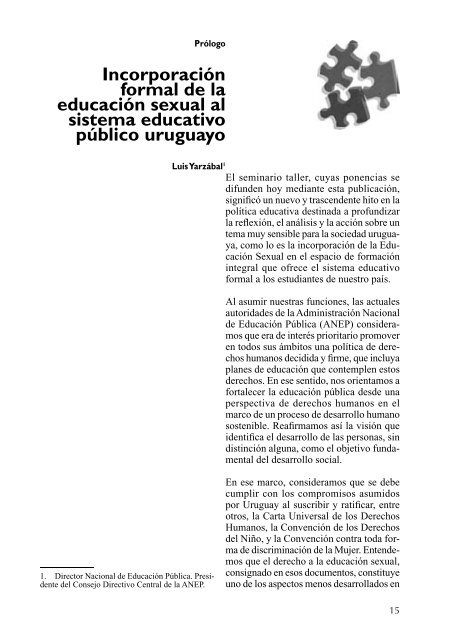 La educacion sexual en el sistema educativo publico uruguayo