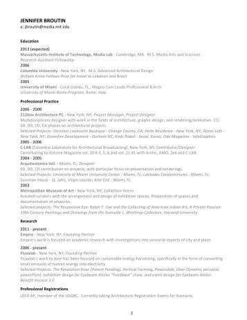 Jennifer's CV. - Fab Lab - MIT