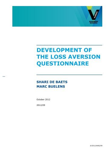 development of the loss aversion questionnaire shari ... - Vlerick Public