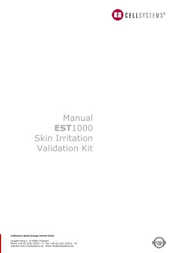 Manual EST1000 Skin Irritation Validation Kit - CellSystems ...