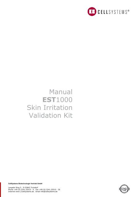 Manual EST1000 Skin Irritation Validation Kit - CellSystems ...