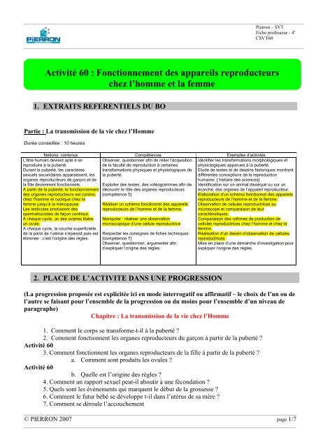 CSVT60-Le fonctionnement des appareils reproducteurs ... - Pierron