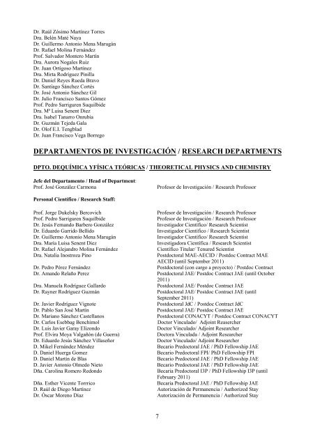 ANNUAL REPORT 2011 - Instituto de Estructura de la Materia