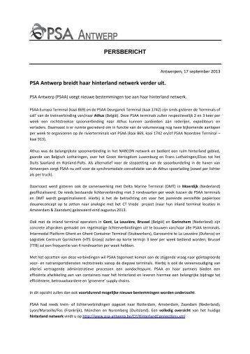 PSA Antwerp breidt haar hinterland netwerk uit